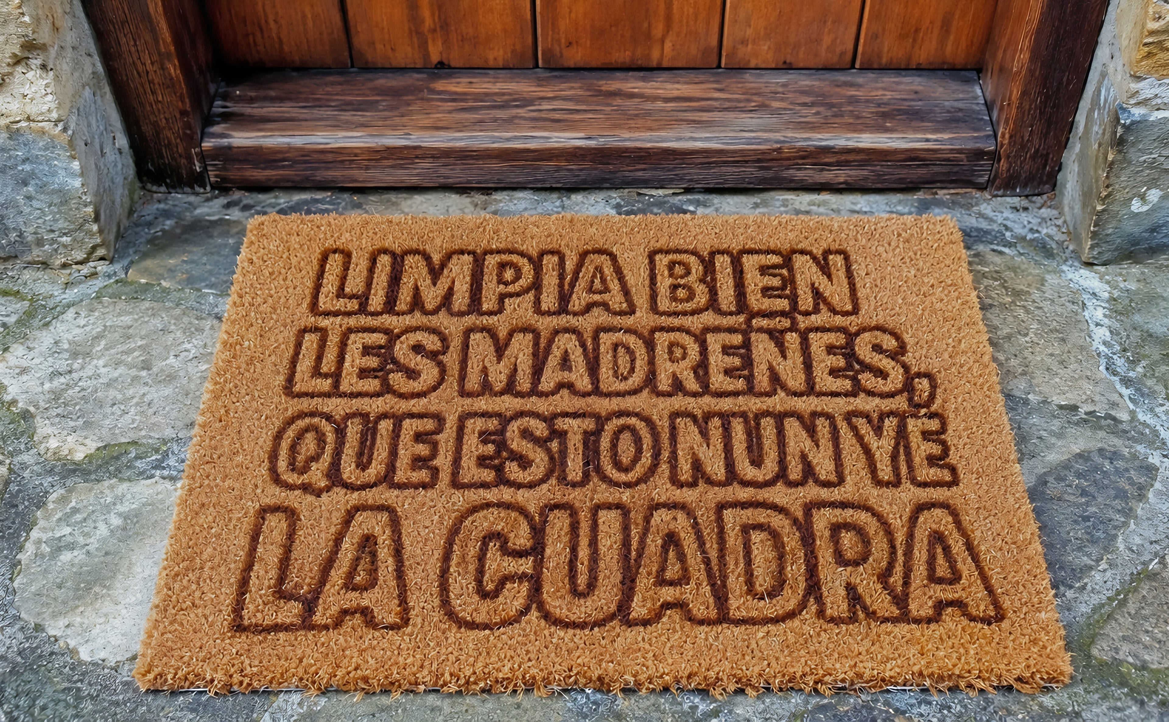Felpudo de coco 'Limpia bien les madrenes, que esto nun ye la cuadra'