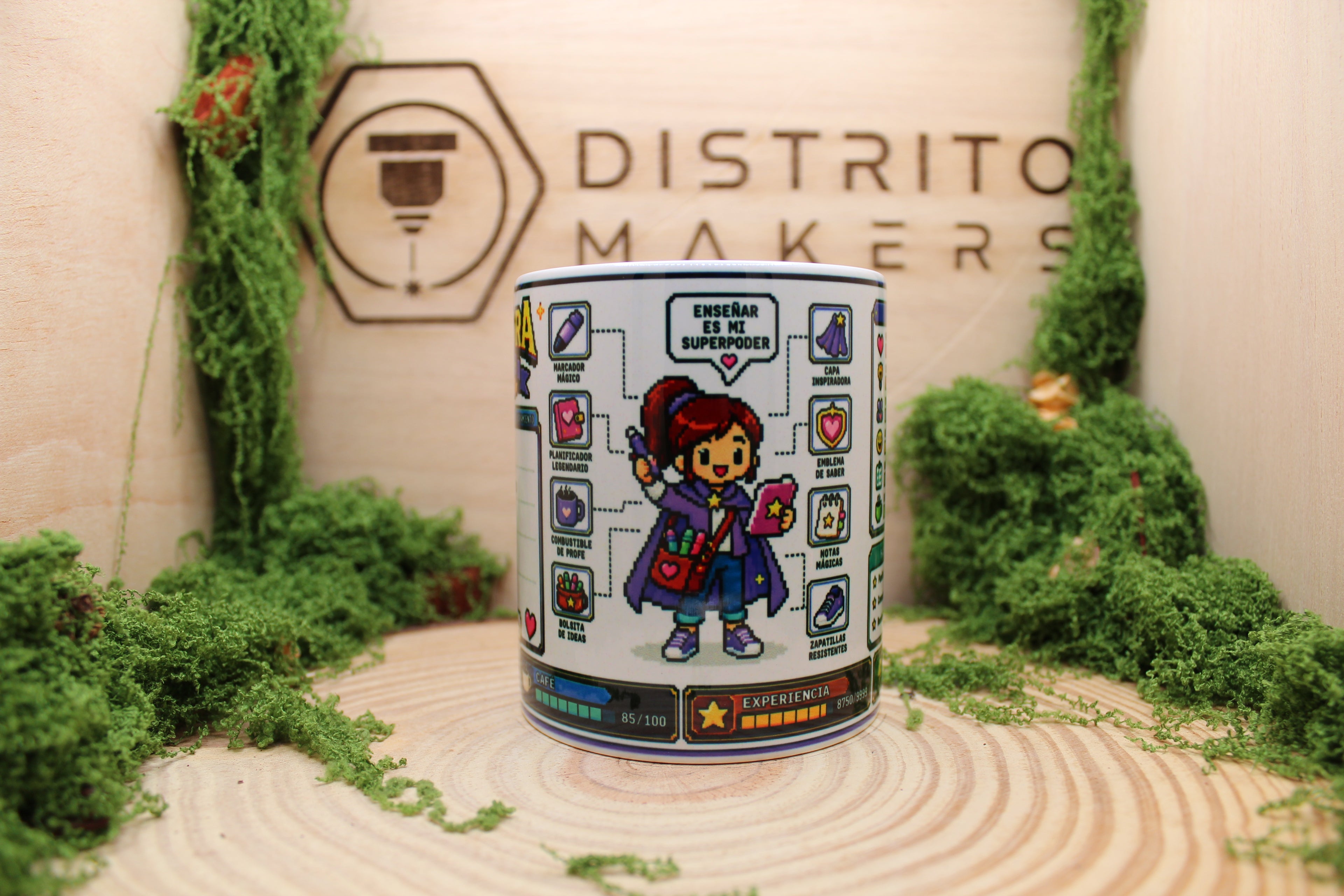 Taza Profesora Pixel Art - Clase Legendaria