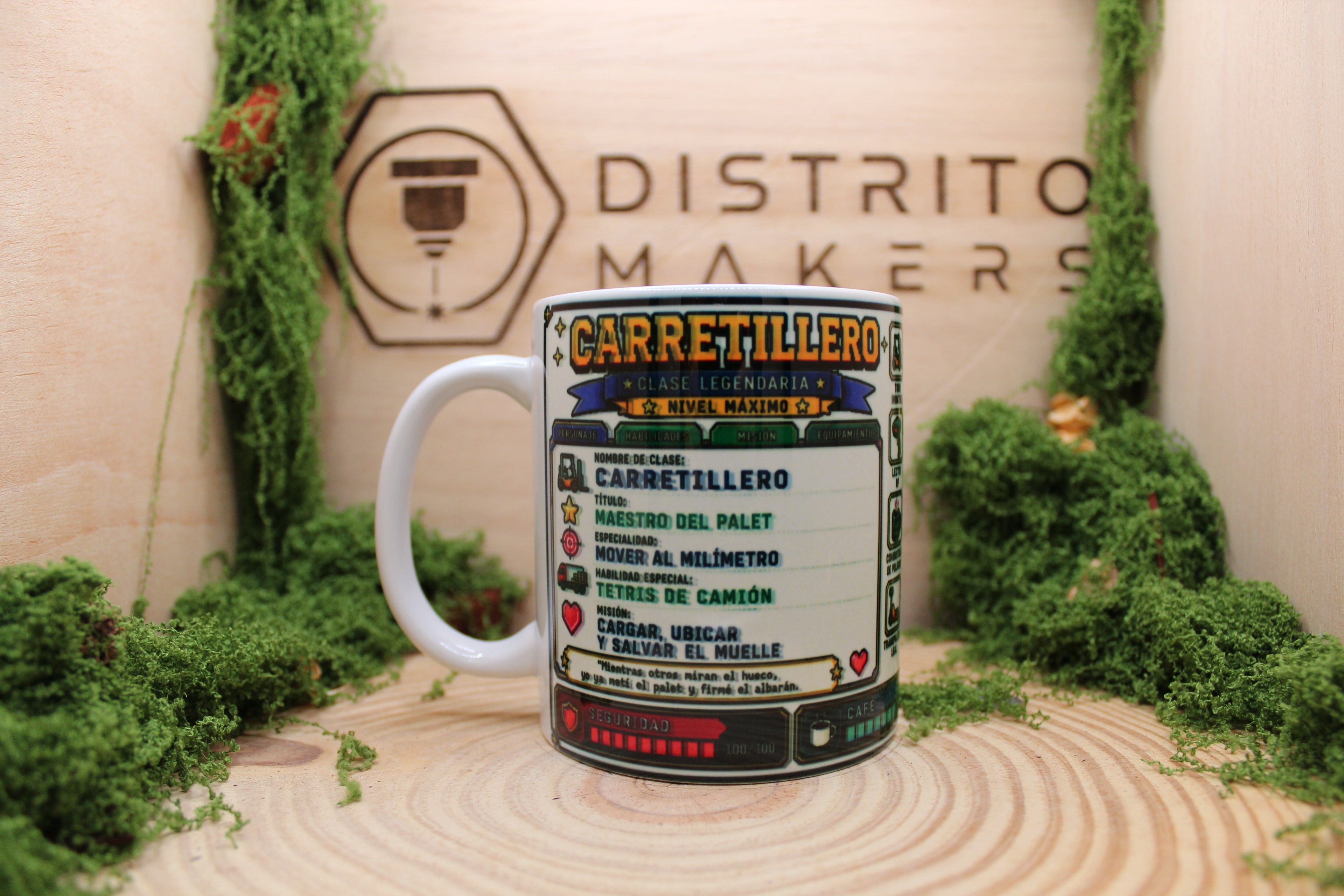 Taza Carretillero Pixel Art - Clase Legendaria