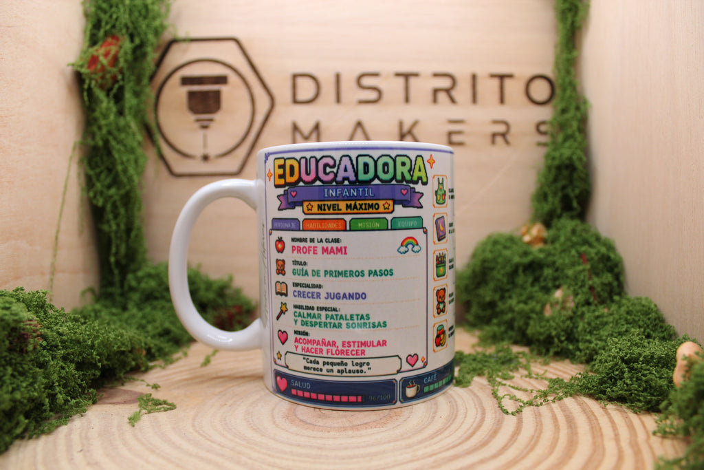 Taza Educadora Infantil Pixel Art - Clase Legendaria