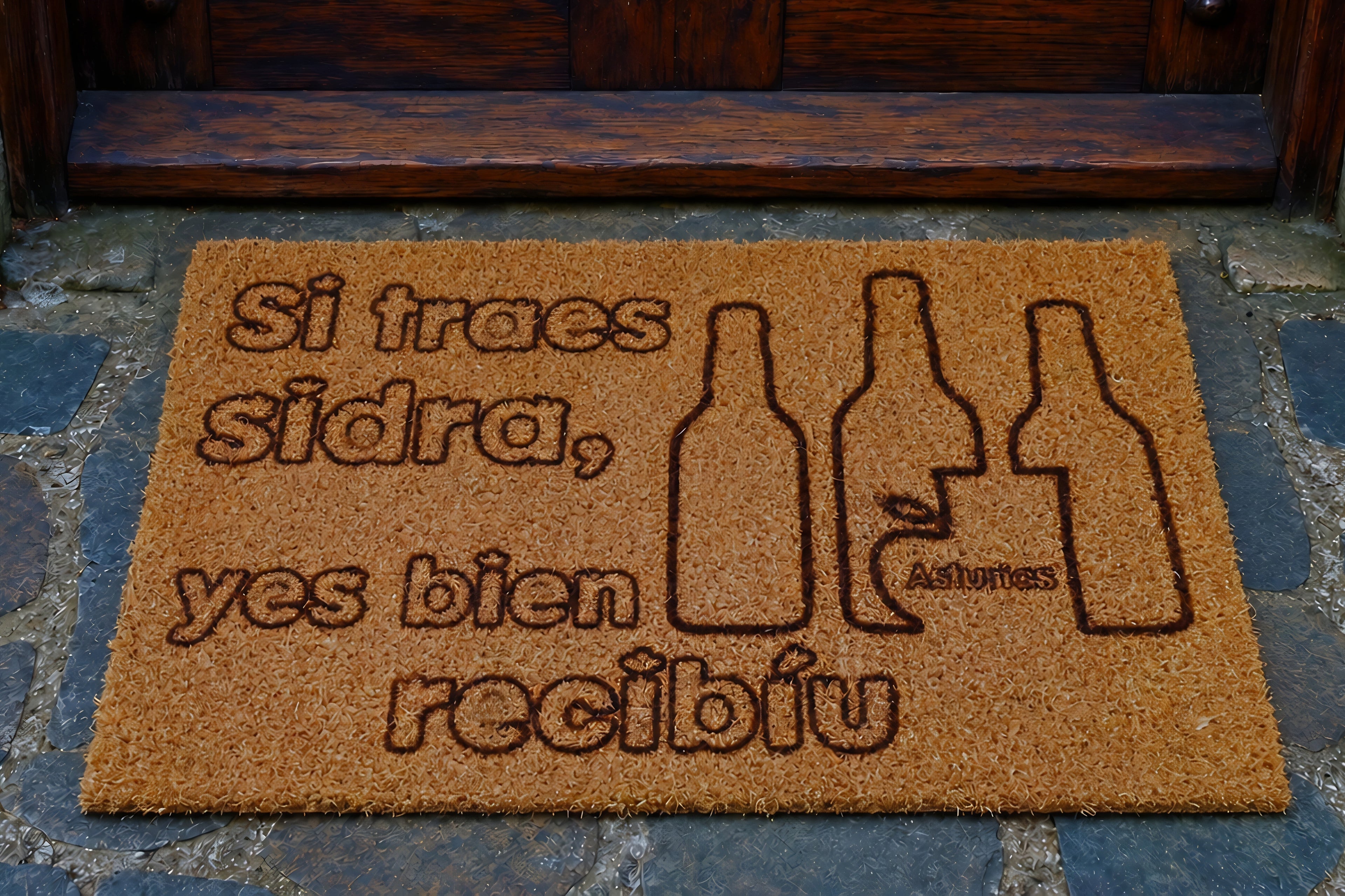 Felpudo de coco 'Si traes sidra, yes bien recibíu'