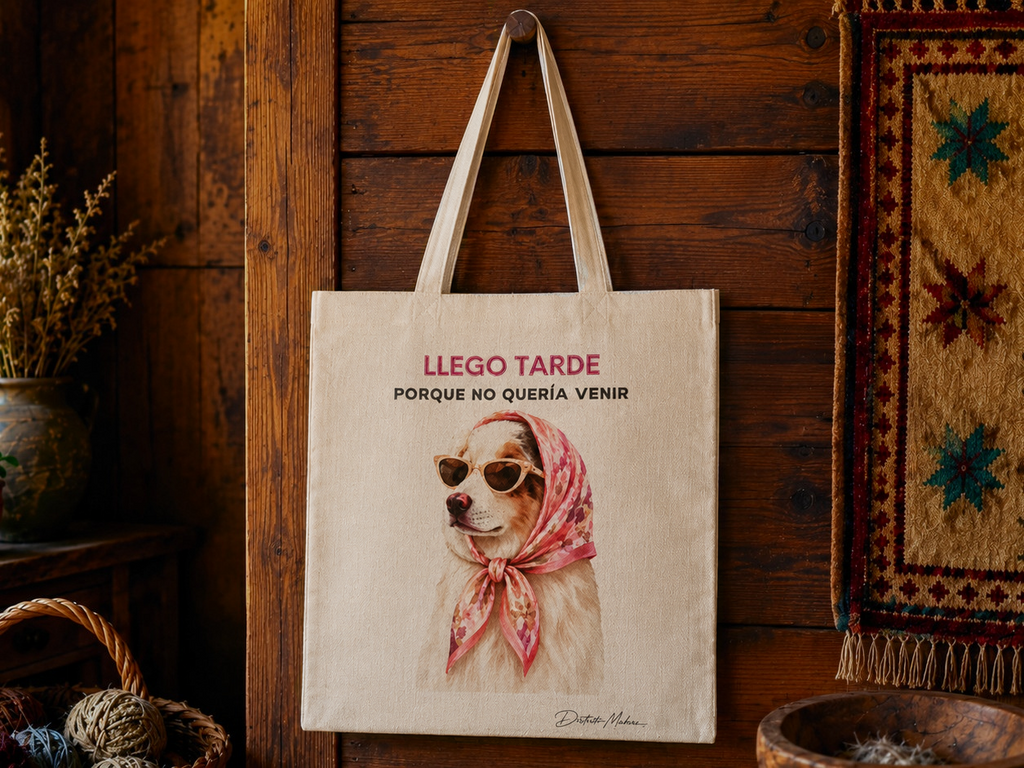 Tote Bag «Llego tarde porque no quería venir»
